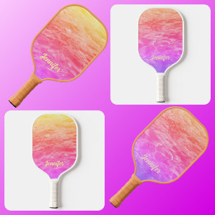 Pink Orange Lilac and Coral Tropical Water Pickleball Paddle