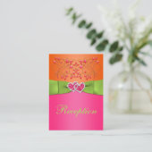 Pink, Orange, Lime Floral, Hearts Enclosure Card (Standing Front)