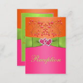 Pink, Orange, Lime Floral, Hearts Enclosure Card (Front/Back)