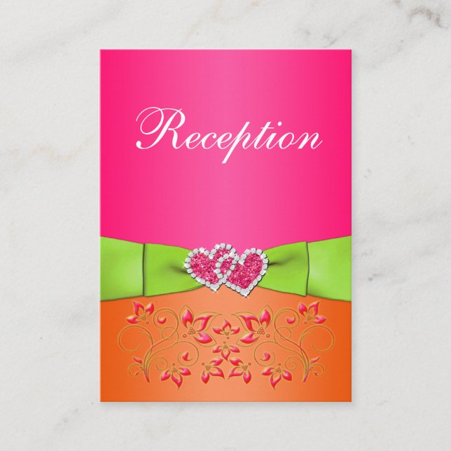 Pink, Orange, Lime Floral, Hearts Enclosure Card 2 (Front)