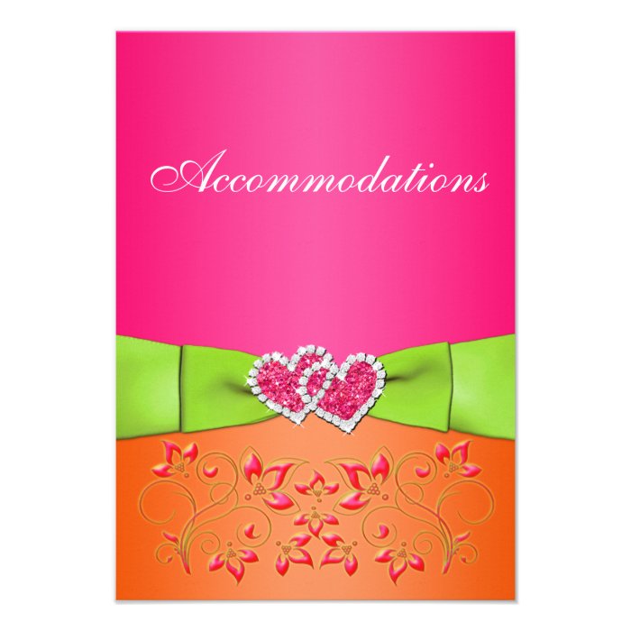 Pink Orange Lime Floral Joined Hearts Insert Card