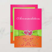 Pink Orange Lime Floral Joined Hearts Insert Card (Front/Back)