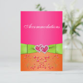 Pink Orange Lime Floral Joined Hearts Insert Card (Standing Front)