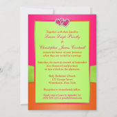 Pink Orange Lime Floral Joined Hearts PHOTO Invite (Back)