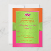 Pink, Orange, Lime Floral Joined Hearts RSVP Card (Back)