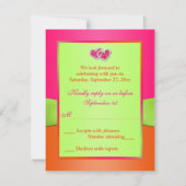 Pink Orange Lime Floral Joined Hearts RSVP Card 2 (Back)