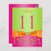 Pink, Orange, Lime Floral Table Number Post Card (Front/Back)