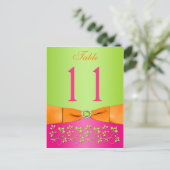 Pink, Orange, Lime Floral Table Number Post Card (Standing Front)