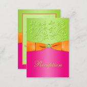 Pink, Orange, Lime Floral Wedding Enclosure Card (Front/Back)