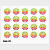 Pink Orange Lime Floral Wedding Favor Sticker (Sheet)