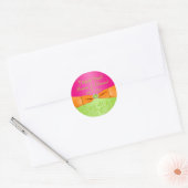 Pink Orange Lime Floral Wedding Favor Sticker (Envelope)