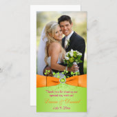 Pink Orange Lime Floral Wedding Photo Card (Front/Back)