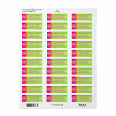 Pink Orange Lime PRINTED Ribbon Address Label (Full Sheet)