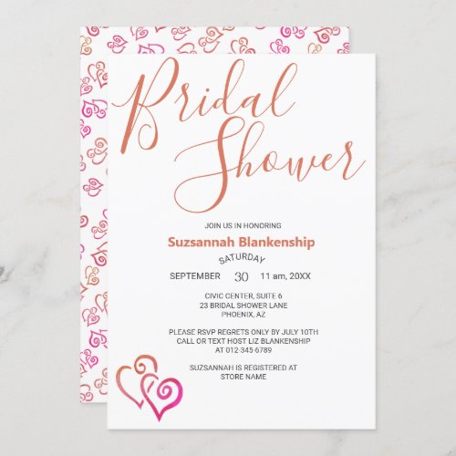 Pink Orange Linked Hearts Bridal Shower Template