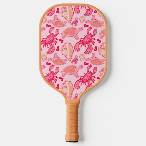 Pink Orange Lobster Under the Sea Pickleball Paddle