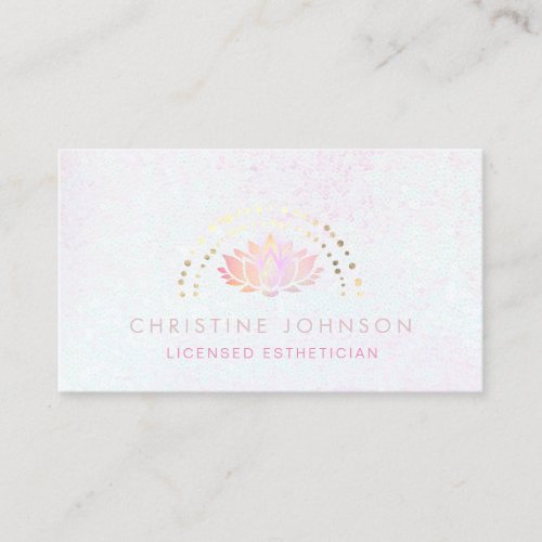 pink orange lotus licensed esthetician salon spa business card