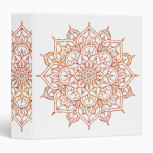 Pink & Orange Mandala on White Glam 3 Ring Binder