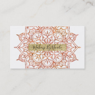 Pink & Orange Mandala on White Glam Business Card