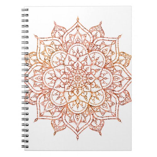 Pink  Orange Mandala on White Glam Notebook