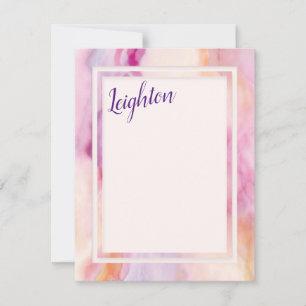 Pink Orange Marble Border Note Card