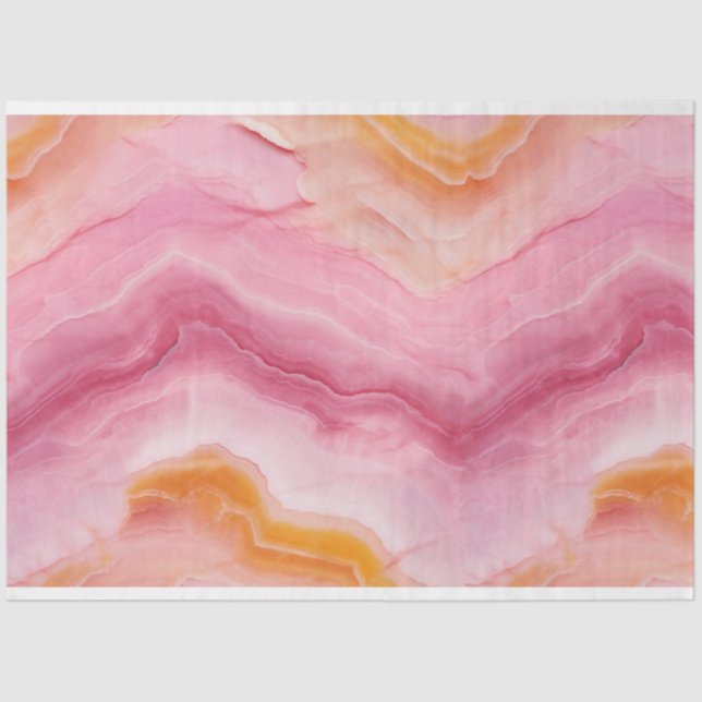 Pink Orange Marble Decoupage Tissue Paper (Front)