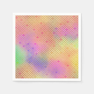 Pink & Orange Mermaid Pattern Birthday Party Napkins