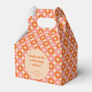 Pink Orange Mid Century Custom Bridal Shower Thank Favor Boxes