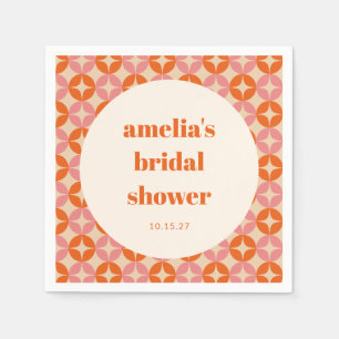 Pink Orange MidCentury Modern Custom Bridal Shower Napkins