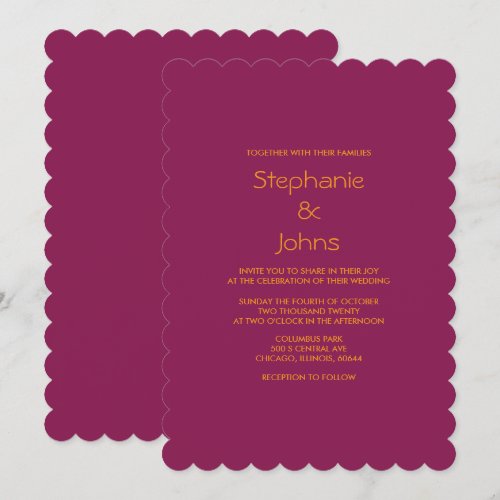 Pink Orange Minimal Plain Bright Colorful Wedding Invitation
