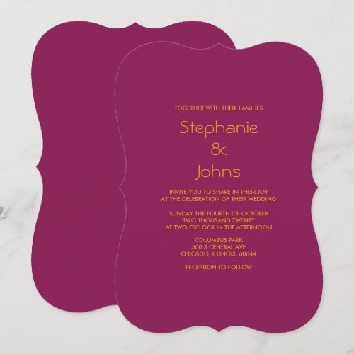 Pink Orange Minimal Plain Trendy Colorful Wedding Invitation