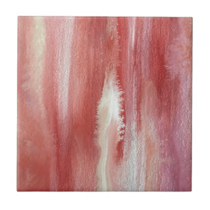 Pink Orange Mist-Hand Painted Wabi Sabi Art Ceramic Tile