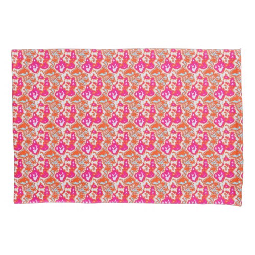 Pink Orange Mix Abstract Marble Modern Pattern Pillow Case