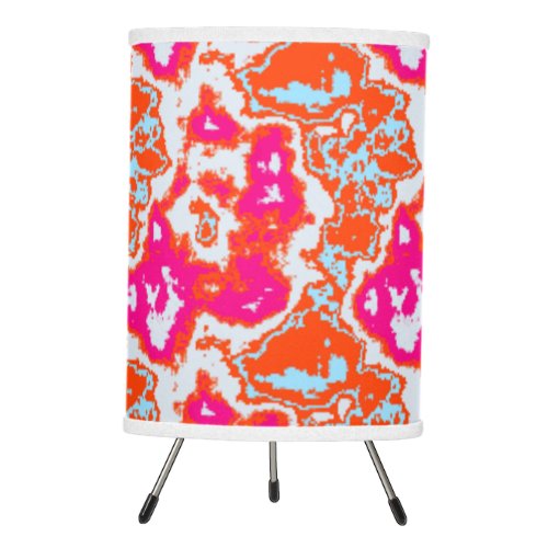 Pink Orange Mix Abstract Marble Modern Pattern Tri Tripod Lamp