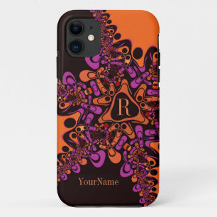 Pink Orange Modern Abstract Monogram iPhone 5 iPhone 11 Case