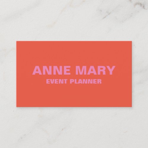 Pink Orange Modern Bold Bright Colorful Trendy Business Card