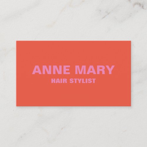 Pink Orange Modern Bold Bright Hair Stylist Salon Business Card