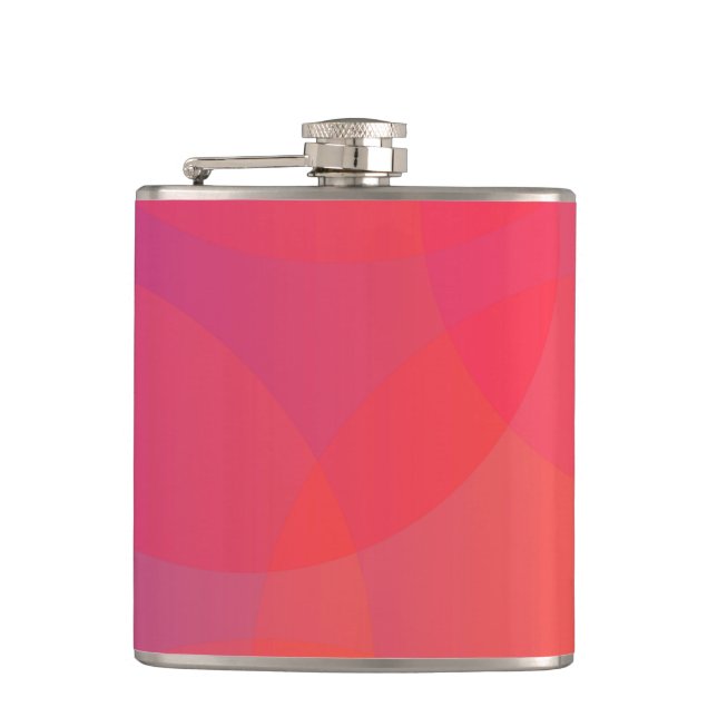 Pink, orange, modern, simple, cool, trendy art flask (Front)