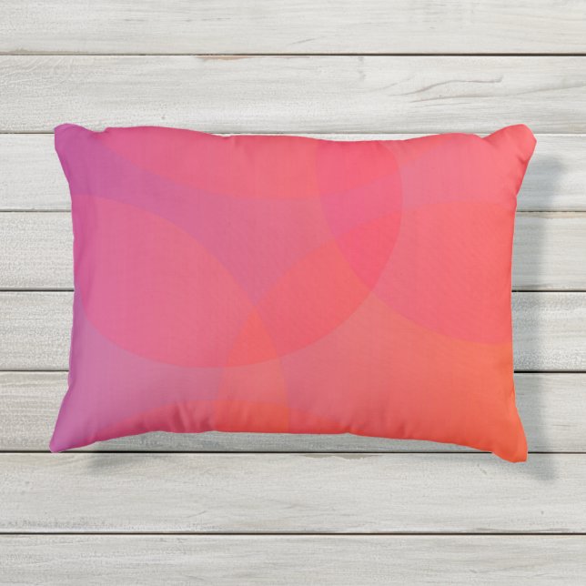 Pink, orange, modern, simple, cool, trendy art outdoor pillow (Back)