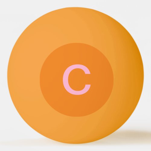 Pink Orange Monogram Initial Custom Color Gift Ping Pong Ball