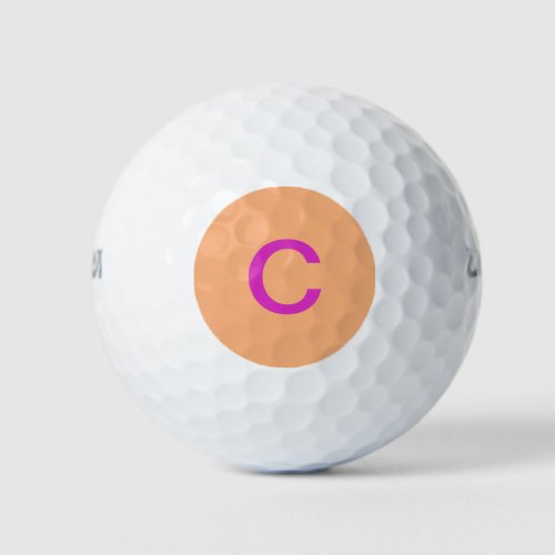 Pink Orange Monogram Initial Custom Color Modern Golf Balls