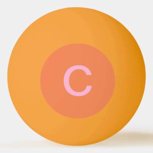 Pink Orange Monogram Initial Custom Color Modern Ping Pong Ball