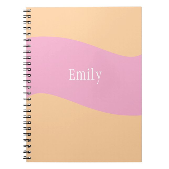Pink Orange Name Monogram Retro Bold  Notebook (Front)