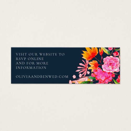 Pink Orange Navy Watercolor Flowers Wedding RSVP 