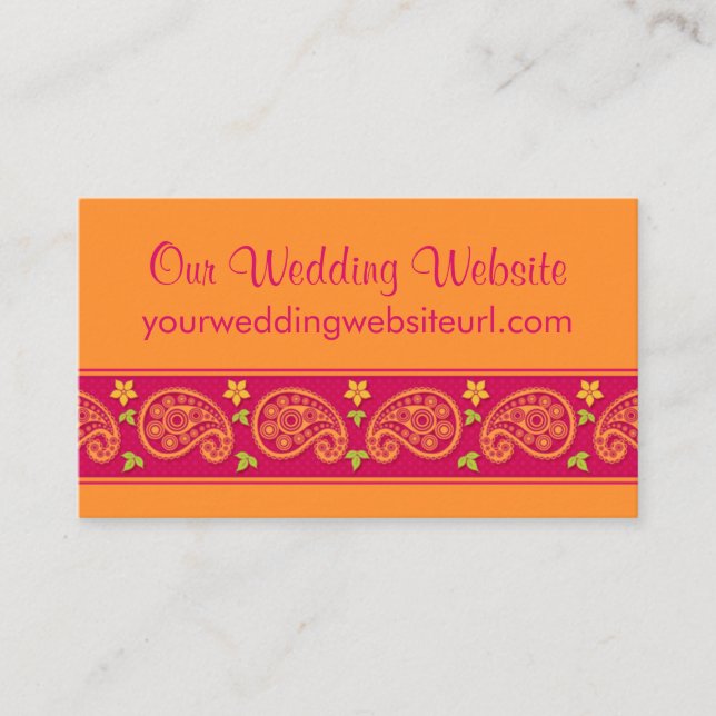 Pink Orange Paisley Floral Wedding Website Insert (Front)