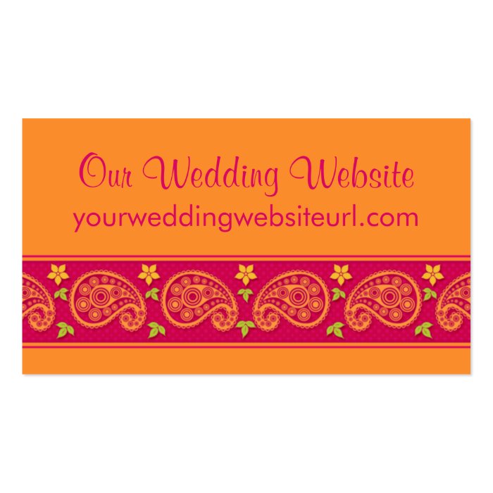 Pink Orange Paisley Floral Wedding Website Insert Business Cards