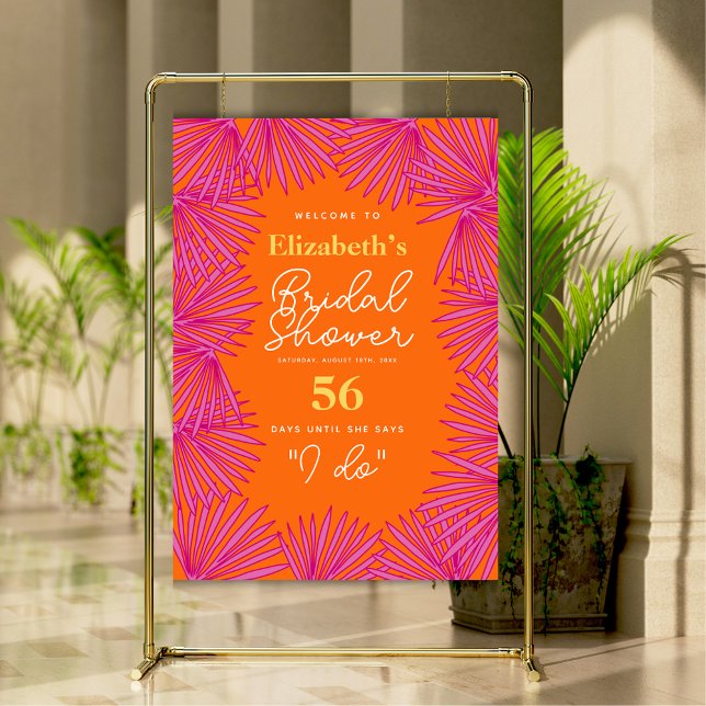 Pink Orange Palms Tropical Bridal Shower Welcome Foam Board (Pink Orange Palms Tropical Bridal Shower Welcome Foam Board
Bring vibrant island vibes to your evet.)