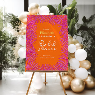 Pink Orange Palms Tropical Bridal Shower Welcome Foam Board
