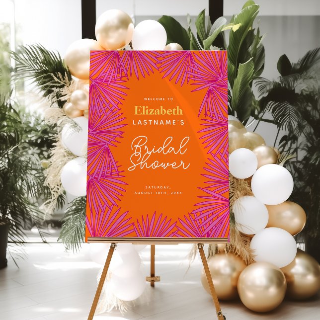 Pink Orange Palms Tropical Bridal Shower Welcome Foam Board (Pink Orange Palms Tropical Bridal Shower Welcome Foam Board)