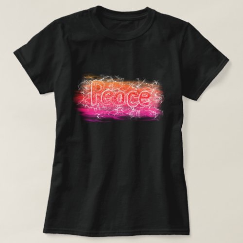Pink Orange Peace Neon Christian Word Art Slogan T_Shirt