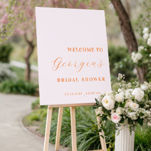 Pink Orange Peach Apricot Bridal Shower Welcome Foam Board